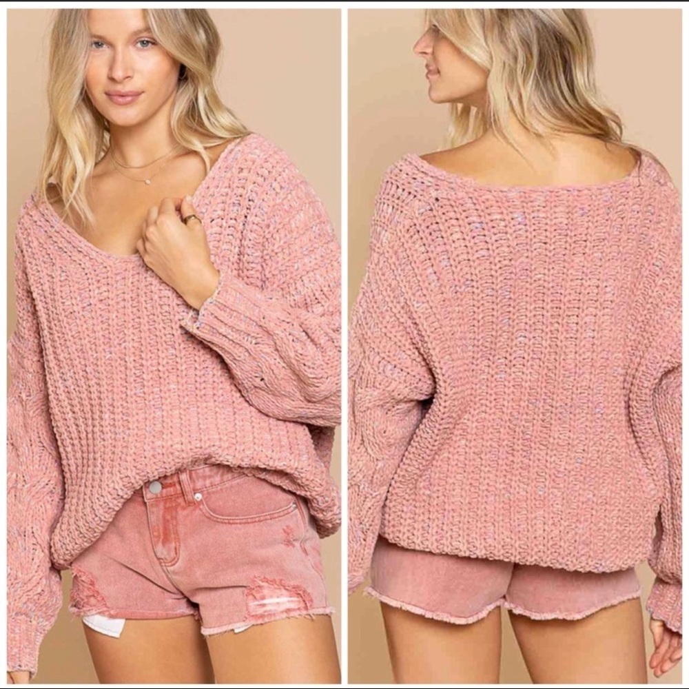 The MARILYN Marled Deep V Sweater - Picture 7 of 9